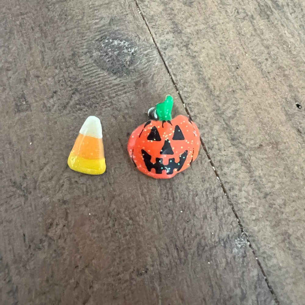 Lunch at the Ritz Pumpkin and Candy Corn Pierced Earrings